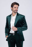 Barabas Wholesale Men's Velvet Solid Color Shine Luxury Blazer 4BL40 Green
