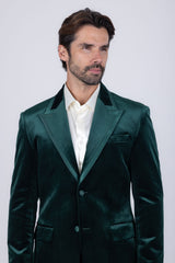 Barabas Wholesale Men's Velvet Solid Color Shine Luxury Blazer 4BL40 Green