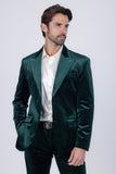 Barabas Wholesale Men's Velvet Solid Color Shine Luxury Blazer 4BL40 Green