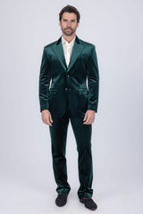 Barabas Wholesale Men's Velvet Solid Color Shine Luxury Blazer 4BL40 Green