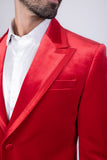 Barabas Wholesale Men's Velvet Solid Color Shine Luxury Blazer 4BL40 Red