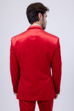 Barabas Wholesale Men's Velvet Solid Color Shine Luxury Blazer 4BL40 Red