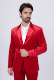 Barabas Wholesale Men's Velvet Solid Color Shine Luxury Blazer 4BL40 Red