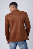 Barabas Wholesale Men's Velvet Matte Solid Peak Lapel Blazer 4BL56 Rust