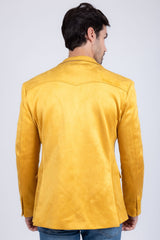 Barabas Wholesale Men's Suede Matte Solid Peak Lapel Blazer 4BL56 Yellow