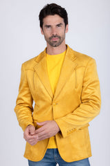 Barabas Wholesale Men's Suede Matte Solid Peak Lapel Blazer 4BL56 Yellow