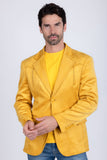 Barabas Wholesale Men's Suede Matte Solid Peak Lapel Blazer 4BL56 Yellow