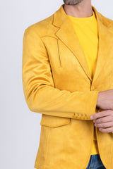 Barabas Wholesale Men's Suede Matte Solid Peak Lapel Blazer 4BL56 Yellow