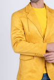 Barabas Wholesale Men's Suede Matte Solid Peak Lapel Blazer 4BL56 Yellow
