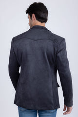 Barabas Wholesale Men's Suede Matte Solid Peak Lapel Blazer 4BL56 Charcoal