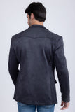 Barabas Wholesale Men's Suede Matte Solid Peak Lapel Blazer 4BL56 Charcoal