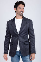 Barabas Wholesale Men's Suede Matte Solid Peak Lapel Blazer 4BL56 Charcoal