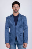 Barabas Wholesale Men's Suede Matte Solid Peak Lapel Blazer 4BL56 Blue