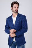 Barabas Wholesale Men's Velvet Matte Solid Peak Lapel Blazer 4BL56 Blue