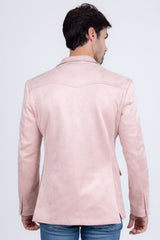 Barabas Men's Suede Matte Solid Peak Lapel Blazer 4BL56 Pink