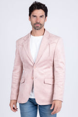 Barabas Wholesale Men's Suede Matte Solid Peak Lapel Blazer 4BL56 Pink