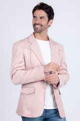 Barabas Wholesale Men's Suede Matte Solid Peak Lapel Blazer 4BL56 Pink