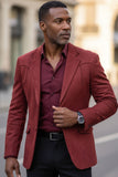 Barabas Wholesale Men's Velvet Matte Solid Peak Lapel Blazer 4BL56 Red