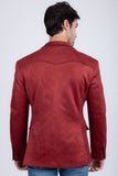 Barabas Wholesale Men's Suede Matte Solid Peak Lapel Blazer 4BL56 Red