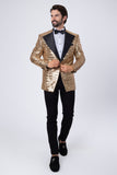 Barabas Wholesale Men's Linear Sequin Design Peak Lapel Shiny Blazer 4BLR34 Gold