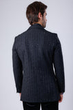 Barabas Wholesale Men's Linear Rhinestone Design Peak Lapel Blazer 4BLR60 Black