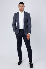 Barabas Wholesale Men's Linear Rhinestone Design Peak Lapel Blazer 4BLR60 Grey
