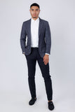Barabas Wholesale Men's Linear Rhinestone Design Peak Lapel Blazer 4BLR60 Grey
