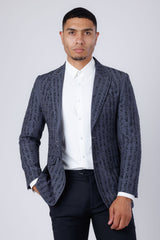 Barabas Wholesale Men's Linear Rhinestone Design Peak Lapel Blazer 4BLR60 Grey