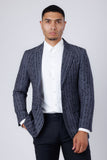 Barabas Wholesale Men's Linear Rhinestone Design Peak Lapel Blazer 4BLR60 Grey