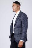 Barabas Wholesale Men's Linear Rhinestone Design Peak Lapel Blazer 4BLR60 Grey