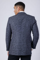 Barabas Wholesale Men's Linear Rhinestone Design Peak Lapel Blazer 4BLR60 Grey
