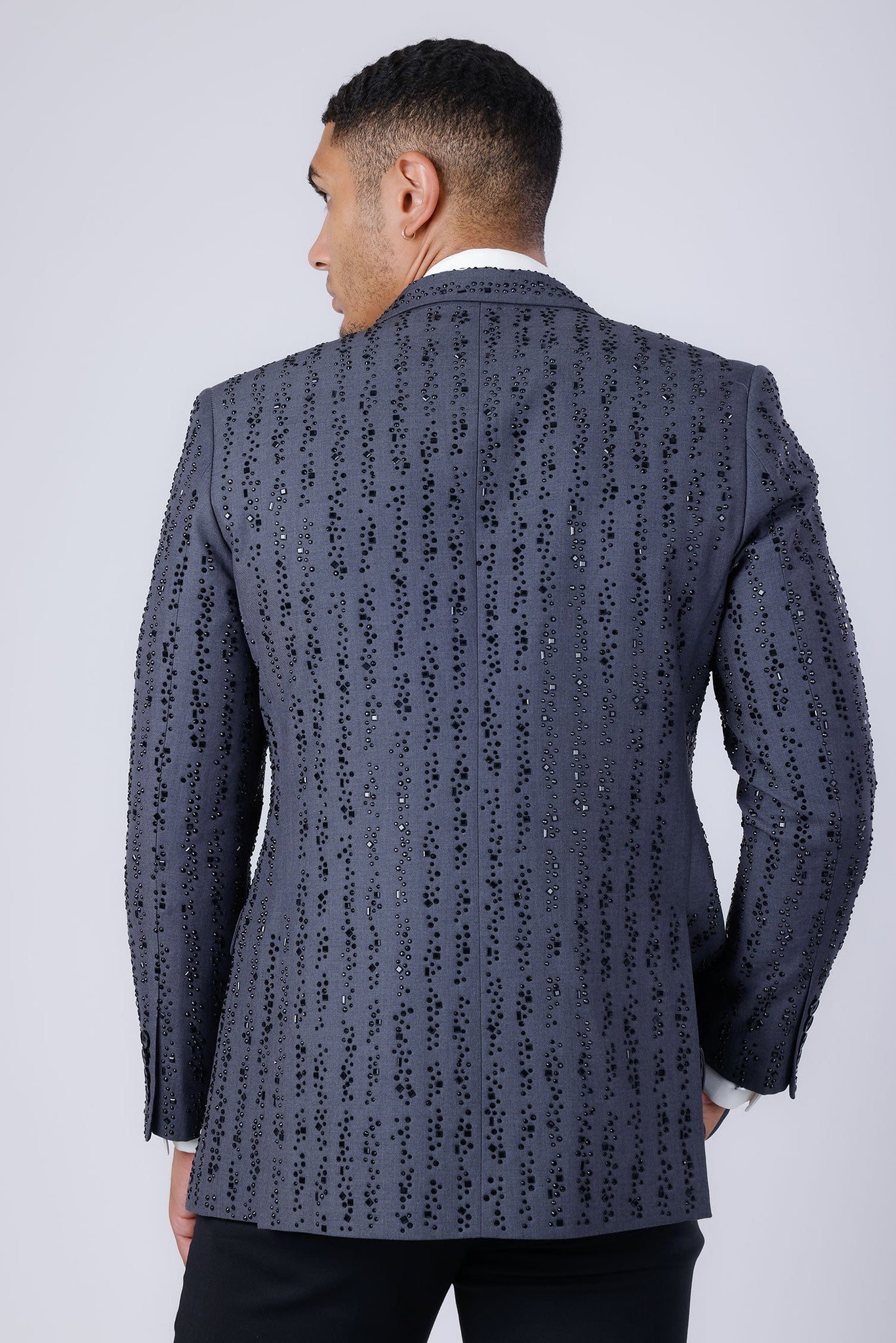 Barabas Wholesale Men's Linear Rhinestone Design Peak Lapel Blazer ...