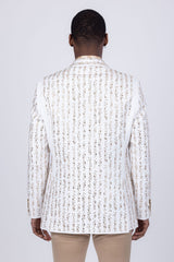 Barabas Wholesale Men's Linear Rhinestone Design Peak Lapel Blazer 4BLR60 Off White