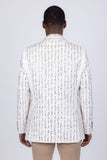 Barabas Wholesale Men's Linear Rhinestone Design Peak Lapel Blazer 4BLR60 Off White