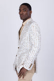 Barabas Wholesale Men's Linear Rhinestone Design Peak Lapel Blazer 4BLR60 Light Gold