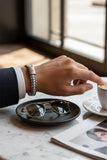 Barabas Wholesale Unisex Braided Leather Metal Bangle Bracelets 4BMS01 White Silver