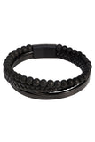 Barabas Wholesale Unisex Multi-Layer Braided Leather Obsidian Bracelets 4BMS05 Black