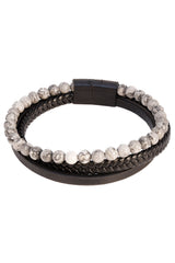 Barabas Wholesale Unisex Multi-Layer Beaded Bangle Bracelets 4BMS06 Black Grey