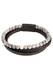 Barabas Wholesale Unisex Multi-Layer Beaded Bangle Bracelets 4BMS06 Black Grey