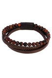 Barabas Wholesale Unisex Multi-Layer Beaded Bangle Bracelets 4BMS06 Brown