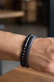 Barabas Wholesale Unisex Two Color Braided Leather Beaded Bangle Bracelets 4BMS09 Coffee Navy Black