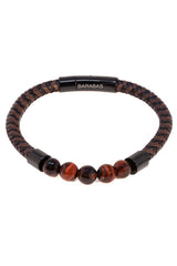 Barabas Wholesale Unisex Braided Rope Leather Beaded Bangles Bracelets 4BMS11 Cofee