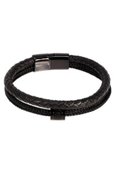 Barabas Wholesale Unisex Multi-Layer Leather Rope Bangle Bracelets 4BMS12 Black