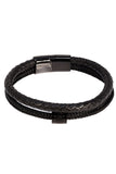 Barabas Wholesale Unisex Multi-Layer Leather Rope Bangle Bracelets 4BMS12 Black