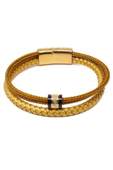 Barabas Unisex Multi-Layer Leather Rope Bangle Bracelets 4BMS12 Gold