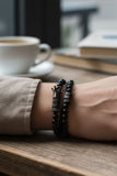 Barabas Wholesale Unisex Obsidian Stone Braided Rope Crown Bracelets 4BMS13 Black