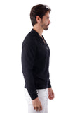 Barabas Men's Wholesale See Through Floral Breathable Bomber Jacket 4BPS03 Black