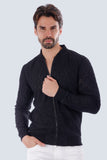 Barabas Men's Wholesale See Through Floral Breathable Bomber Jacket 4BPS03 Black