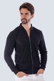 Barabas Men's See Through Floral Breathable Bomber Jacket 4BPS03 Black