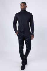 Barabas Wholesale Men's Turtleneck Rhinestones Collar Long Sleeve Shirts 4BR411 Black